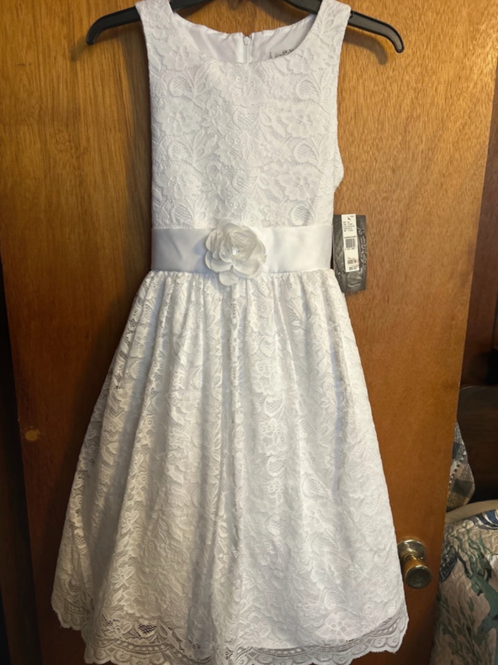 Mia Juliana Dress - girls size 14 - all white / lace / sleeveless